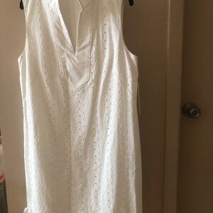 Eliza J White Embroidered Eyelet Sleeveless Dress Size 12.NWT
